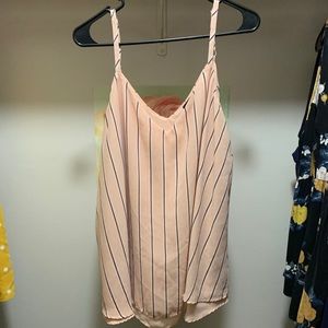 SOPHIE PINK STRIPE CHIFFON DOUBLE LAYER SWING CAMI